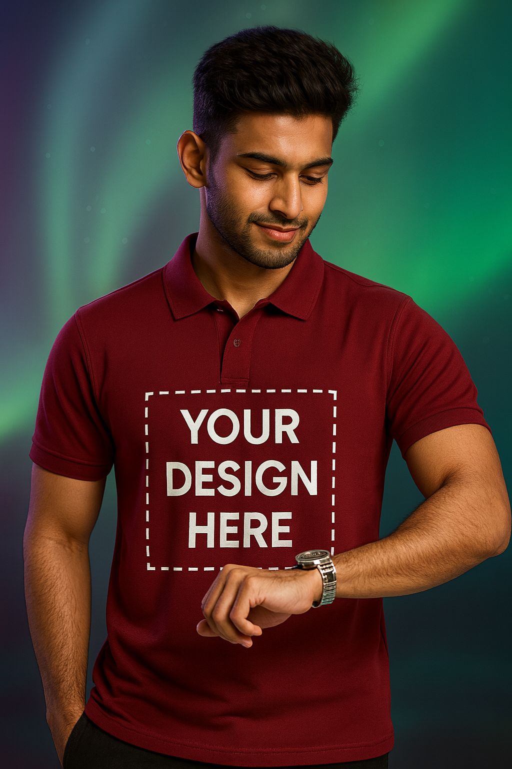 Red Polo Neck T-Shirt Side