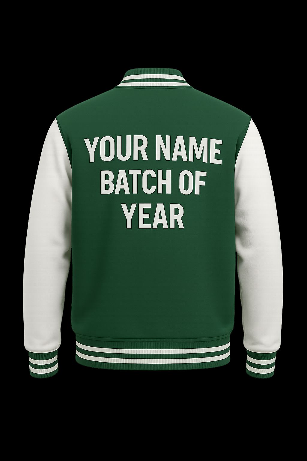 Green and White Varsity Back
