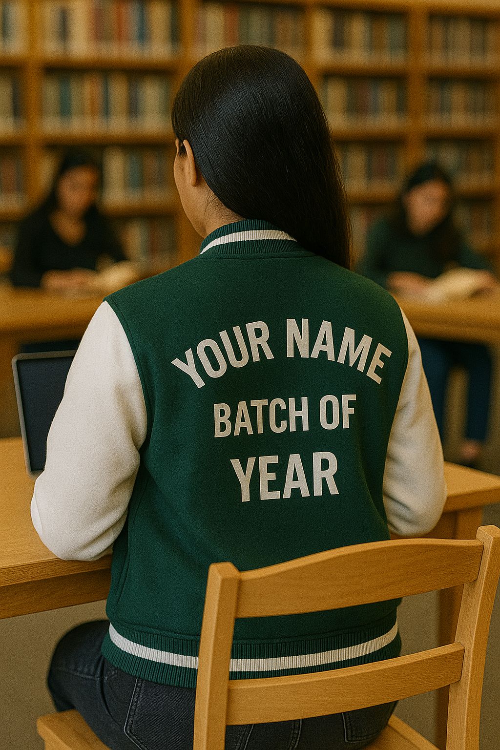 Green and White Varsity Detail